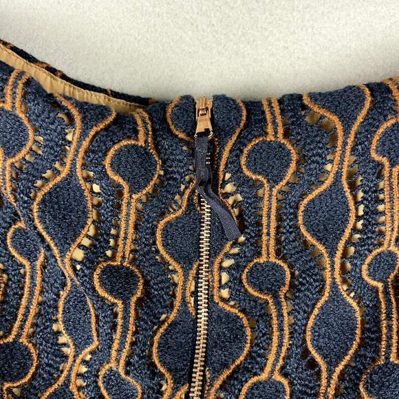 Piazza Sempione Wool Sheath Dress Womens 44 8 Blue Crochet Made in Italy Classic - Picture 12 of 15